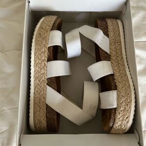 steve madden white espadrille platform sandals